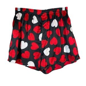 Joe Boxer 100% Silk Boxer Shorts Size L Novety All Over Heart Print Red White